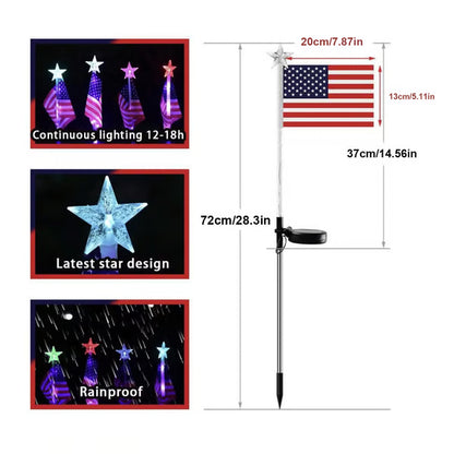 Solar Powered American Flag Lights – Steady & Twinkling Modes