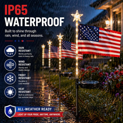 Solar Powered American Flag Lights – Steady & Twinkling Modes